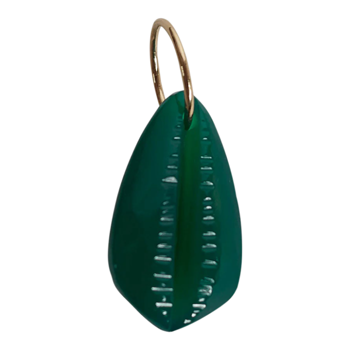 cowrie shell pendant green onyx 6029