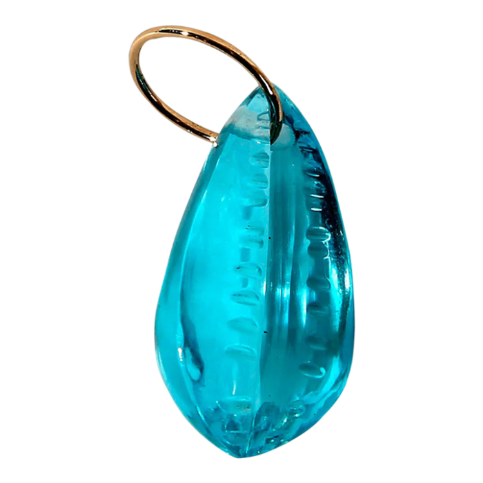 cowrie shell pendant sky blue quartz 1319