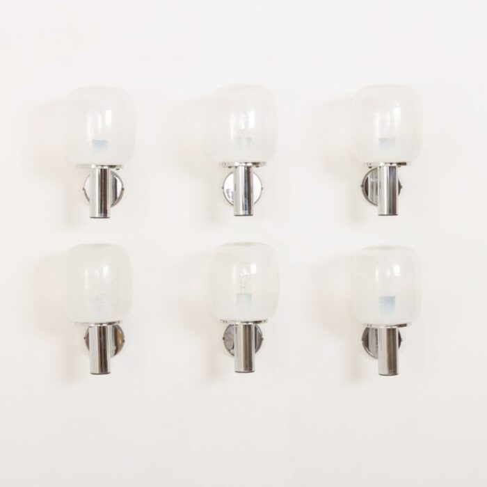 crystal glass wall sconces by targetti sankey italy 1970s set of 6 4