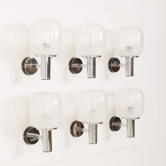 crystal glass wall sconces by targetti sankey italy 1970s set of 6 6