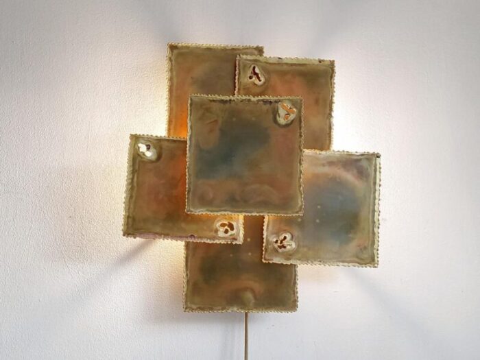 danish brutalist wall light in brass by svend aage holm srensen 1960s 0763