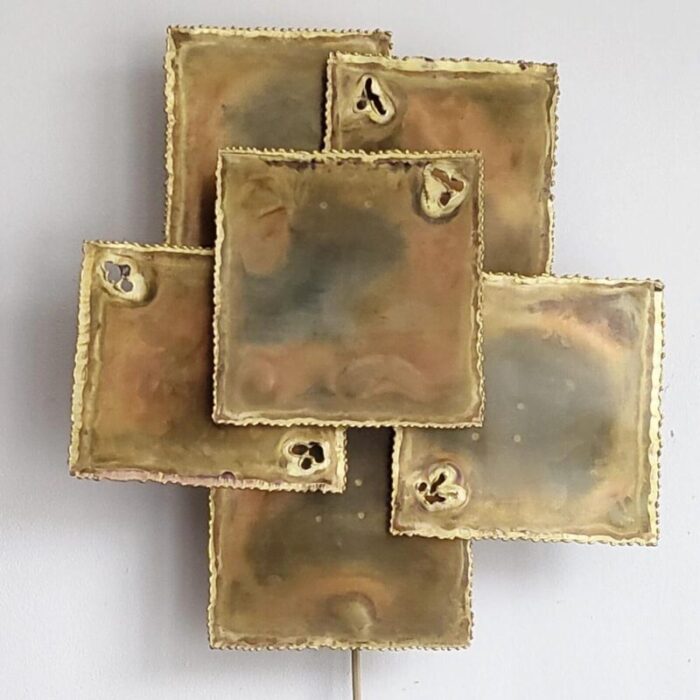 danish brutalist wall light in brass by svend aage holm srensen 1960s 9487