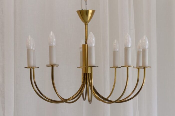 danish modern 10 armed brass chandelier 1950s 1