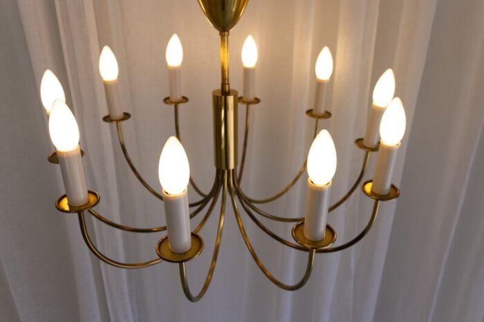 danish modern 10 armed brass chandelier 1950s 11