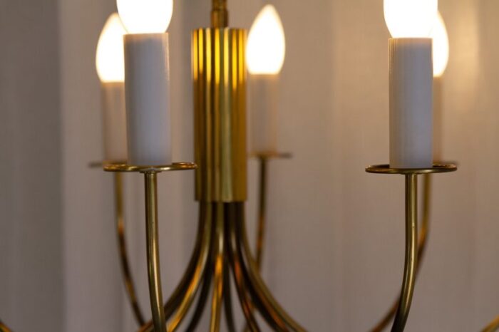 danish modern 10 armed brass chandelier 1950s 13