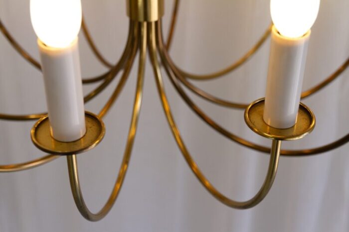 danish modern 10 armed brass chandelier 1950s 14