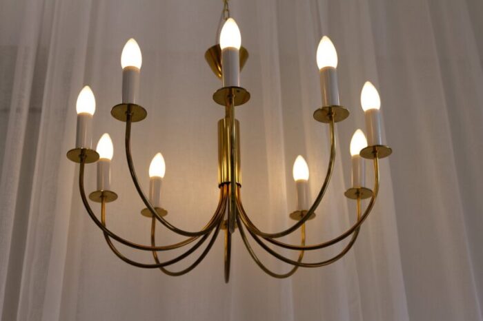 danish modern 10 armed brass chandelier 1950s 18