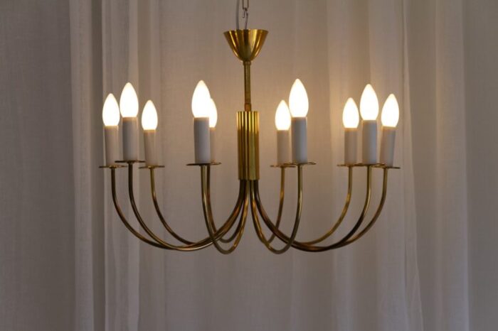 danish modern 10 armed brass chandelier 1950s 19