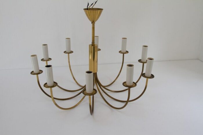 danish modern 10 armed brass chandelier 1950s 3