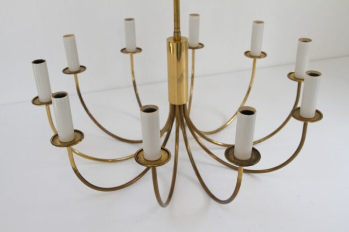 danish modern 10 armed brass chandelier 1950s 4