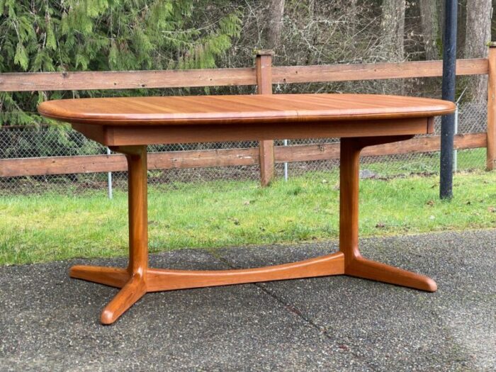 danish modern teak pedestal leg dining table by benny linden 7895