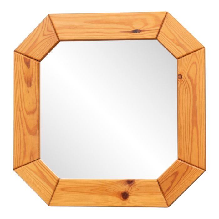 danish pine octagonal wall mirror 8684