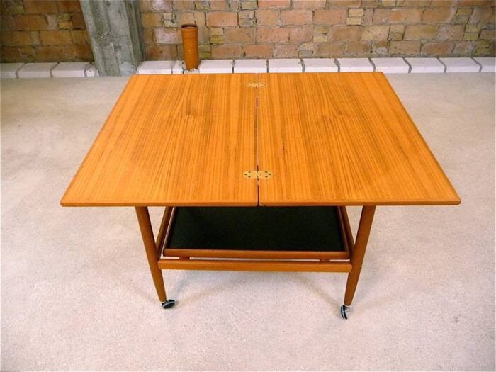 danish teak serving trolley with folding top by arrebo mobler 1960s 1