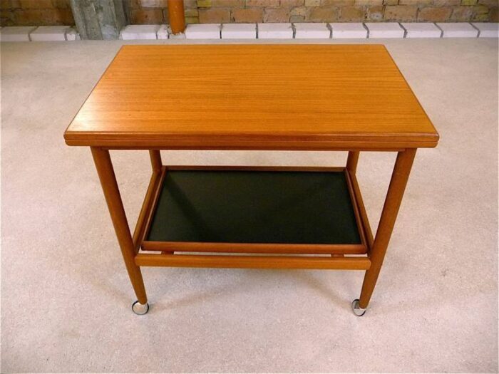 danish teak serving trolley with folding top by arrebo mobler 1960s 4