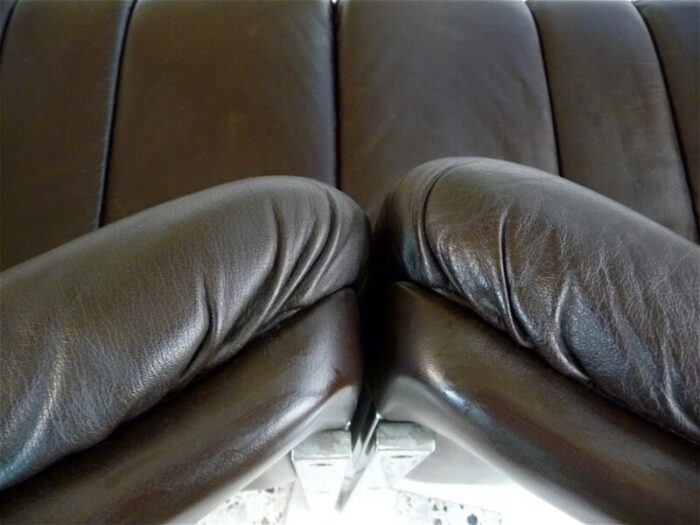 dark brown eurochair leather sofa from girsberger 1970s 11