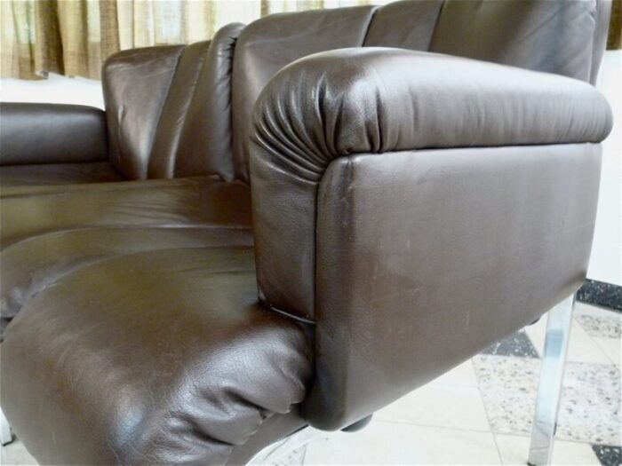 dark brown eurochair leather sofa from girsberger 1970s 6