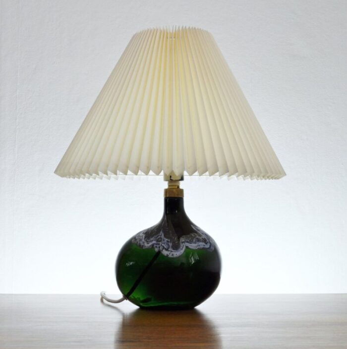 dark emerald art glass table lamp by michael bang for holmegaard 1972 2