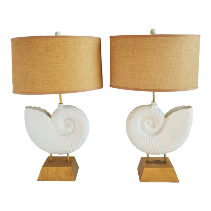 decorative gilt metal ammonite table lamps a pair 5255