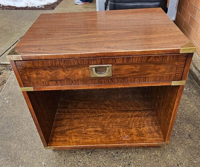 drexel furniture mid century campaign style bedside table 2211