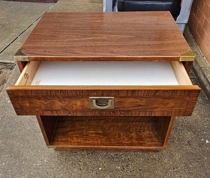 drexel furniture mid century campaign style bedside table 7058