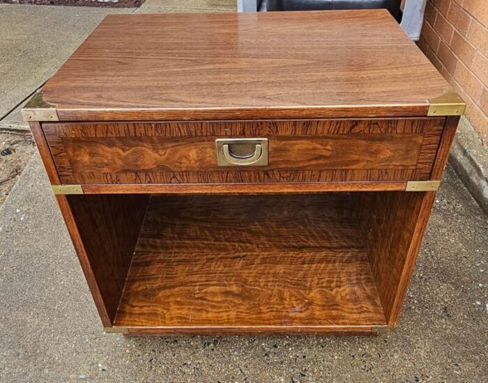 drexel furniture mid century campaign style bedside table 8711