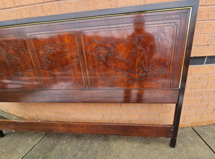 drexel heritage chinoiserie style mountain landscape carving king size headboard 1326