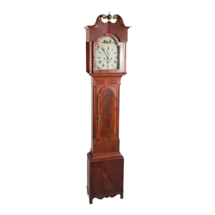 early 19th century federal mahogany tall case clock made by john hall west chester pennsylvania 1255