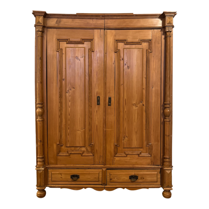 early 20th century antique pine armoire 7617