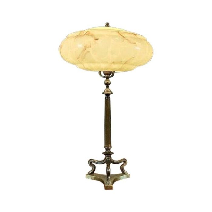 early 20th century art deco cream office lamp with glass shade 1930s 1