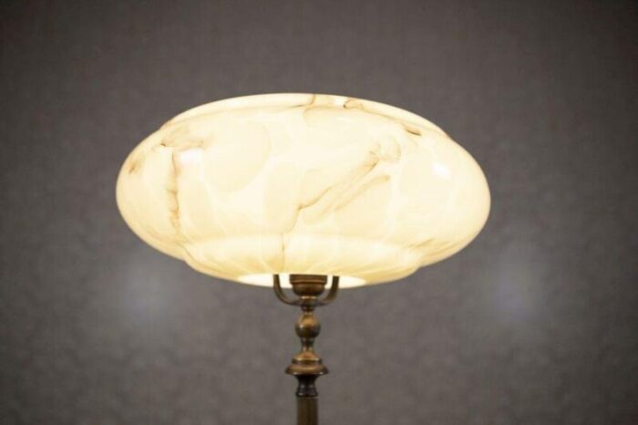 early 20th century art deco cream office lamp with glass shade 1930s 3