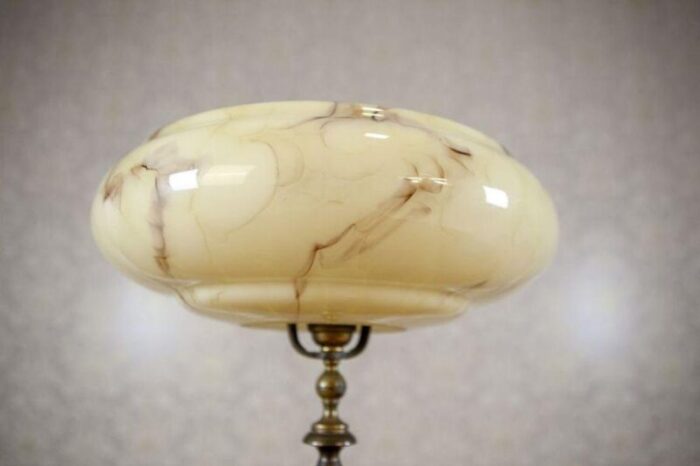 early 20th century art deco cream office lamp with glass shade 1930s 4