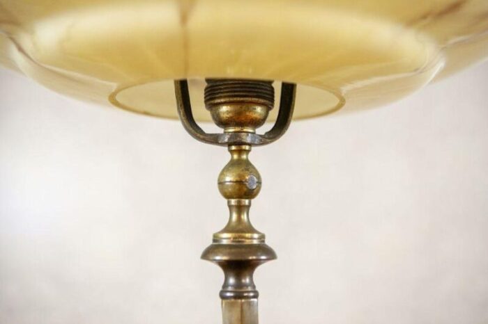 early 20th century art deco cream office lamp with glass shade 1930s 5