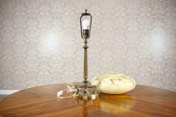 early 20th century art deco cream office lamp with glass shade 1930s 8