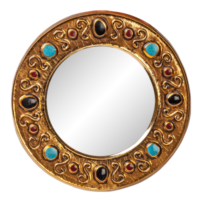 early 20th century francois lembo glazed gold ceramic mirror 1769