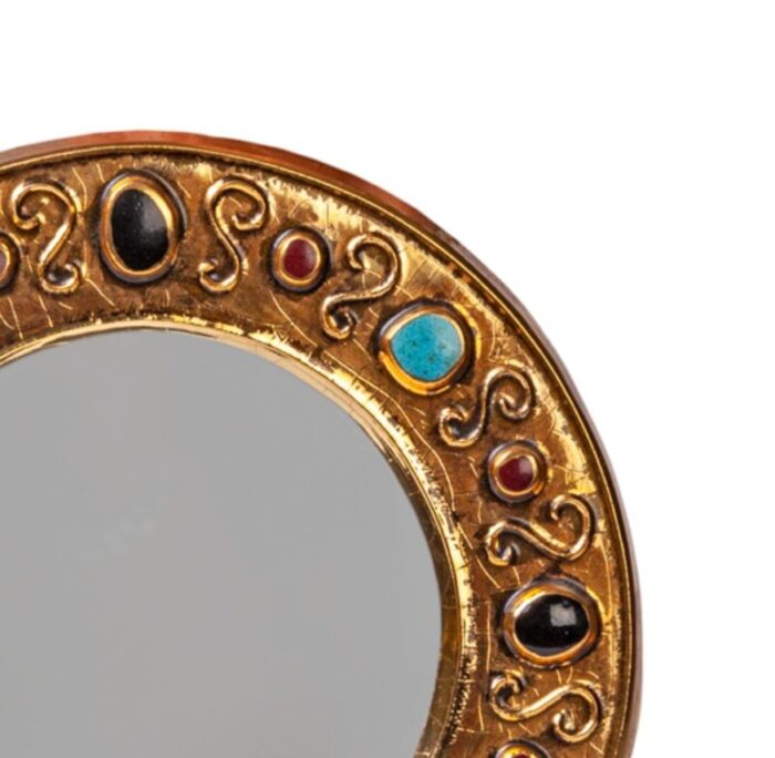 early 20th century francois lembo glazed gold ceramic mirror 4883