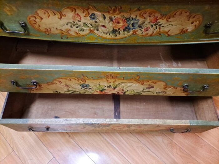 early 20th century italian rococo style handpainted 3 drawer commode 4914