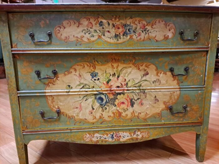 early 20th century italian rococo style handpainted 3 drawer commode 6223