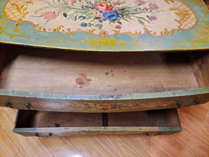 early 20th century italian rococo style handpainted 3 drawer commode 9327