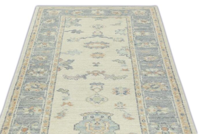 early 21st century gray and dust handwoven turkish oushak runner 3 x 143 0217