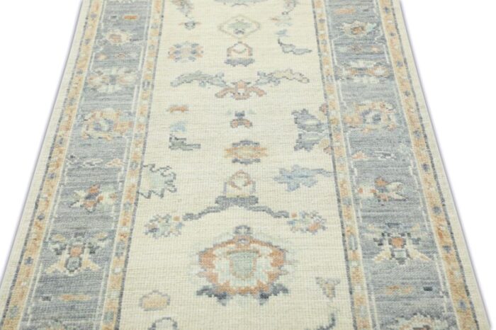 early 21st century gray and dust handwoven turkish oushak runner 3 x 143 0758