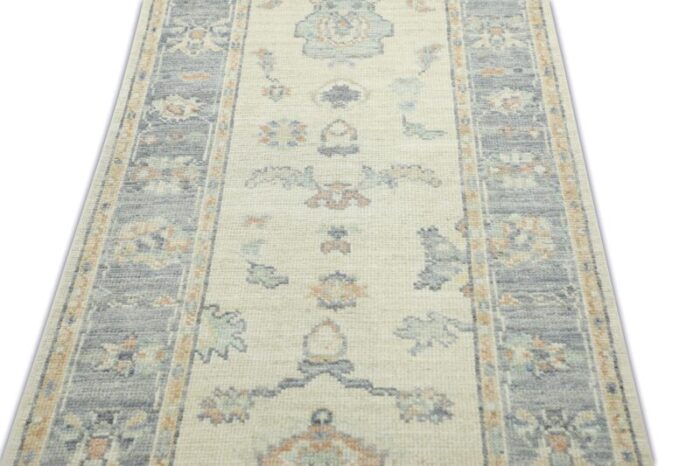 early 21st century grey cloud handwoven turkish oushak runner 211 x 143 4761