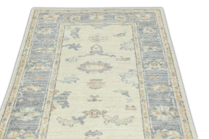 early 21st century grey cloud handwoven turkish oushak runner 211 x 143 8710