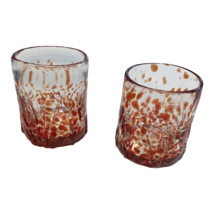 early 21st century mahogany spotted rocks glasses set of 2 3404