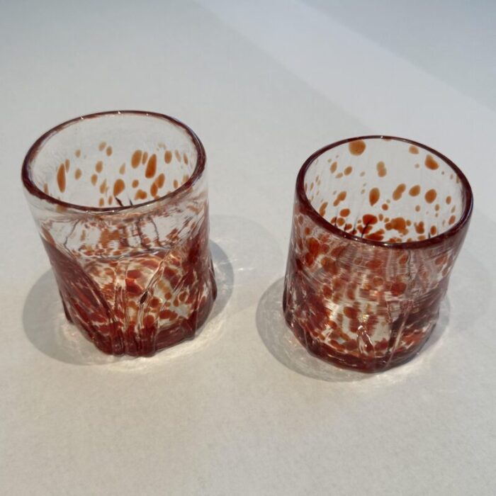 early 21st century mahogany spotted rocks glasses set of 2 8829