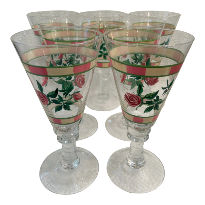 early 21st century wedgwood english cottage hand painted goblets a set of 7 0327