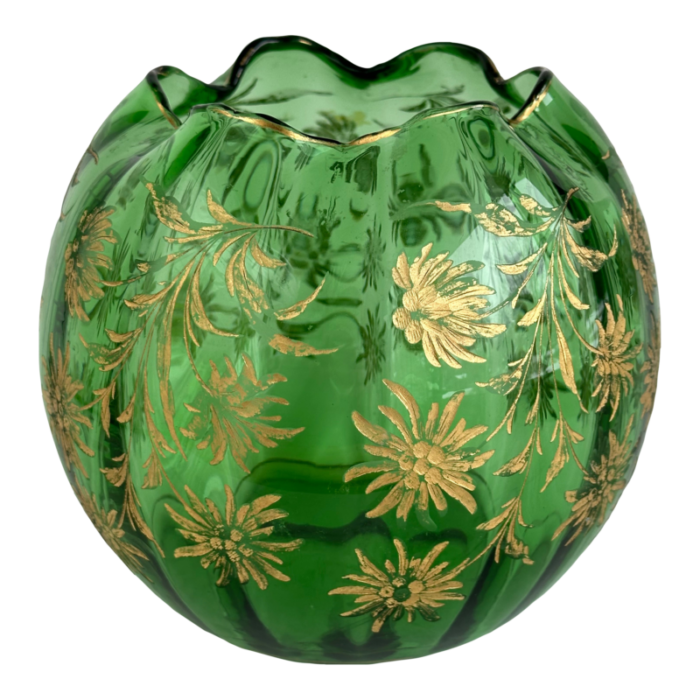 edelweiss bohemian art glass rose bowl optic ribbed 3122