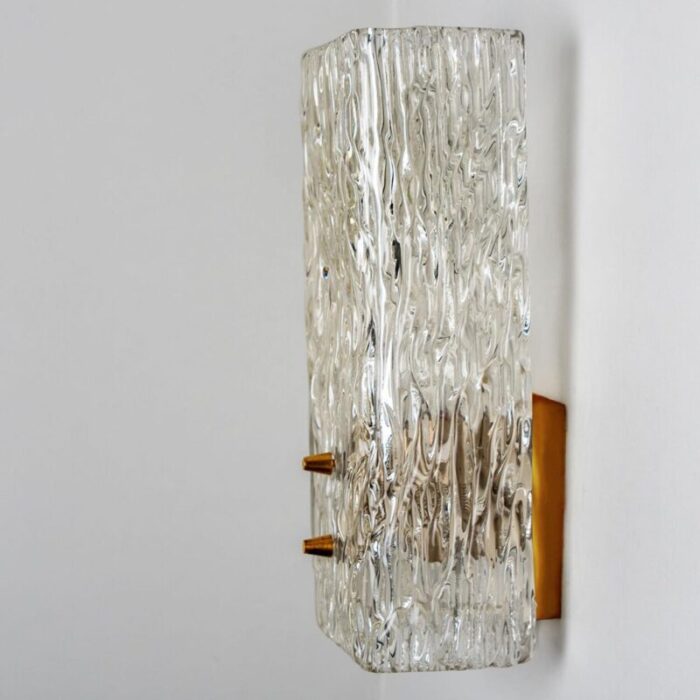 elongated gold textured glass wall lights by j t kalmar 1960 set of 2 10