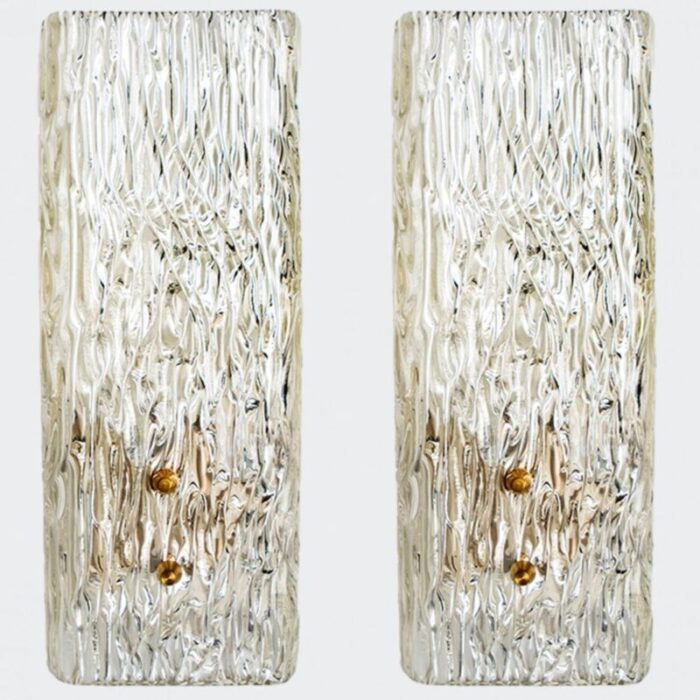 elongated gold textured glass wall lights by j t kalmar 1960 set of 2 2