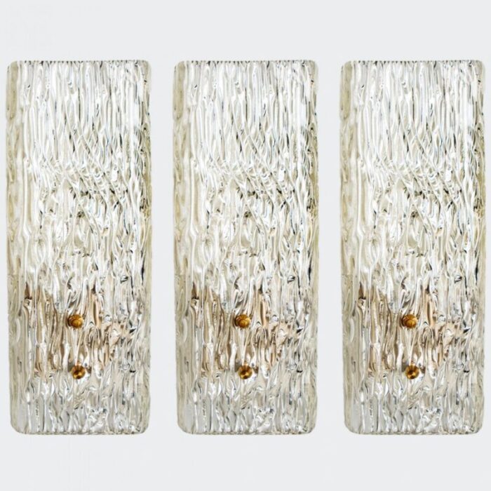 elongated gold textured glass wall lights by j t kalmar 1960 set of 2 4