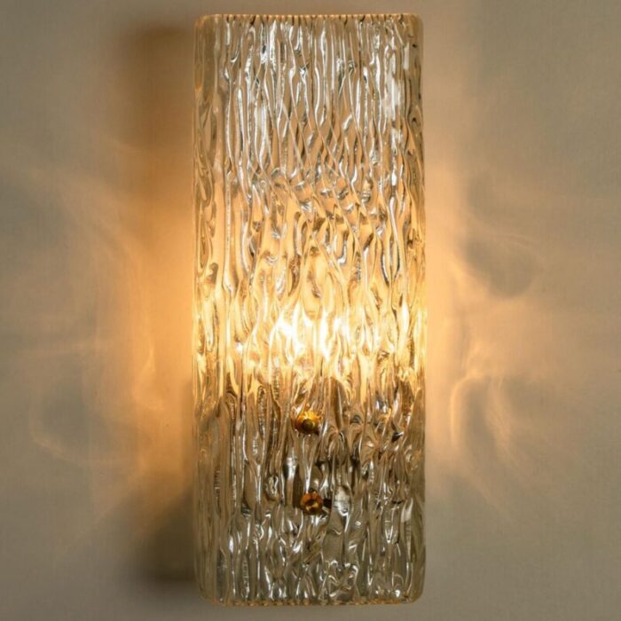 elongated gold textured glass wall lights by j t kalmar 1960 set of 2 6